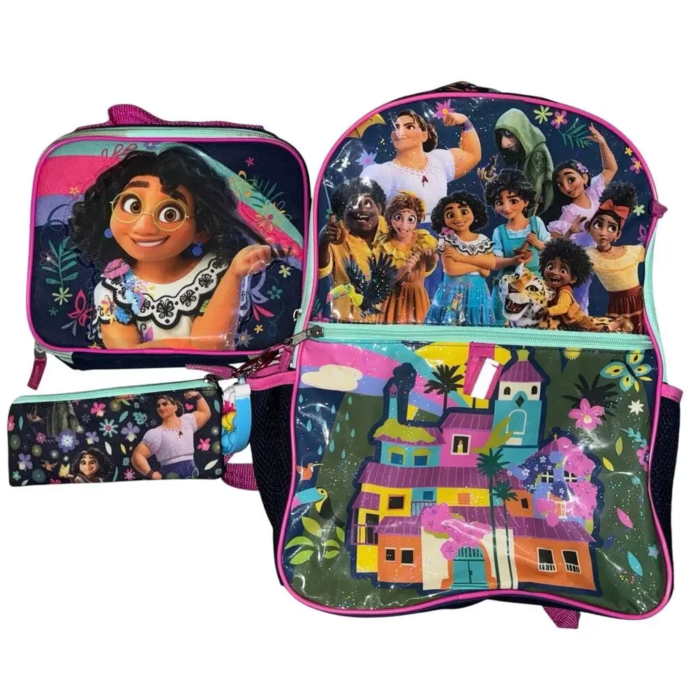 Disney Encanto Girl School Backpack Lunch box Book Bag Set Kid Gift Toy Madrigal